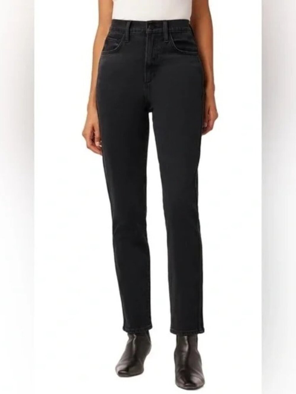 New Joe's *The Raine Ankle* High Rise Slim Straight Jeans Alias Gray Black 23